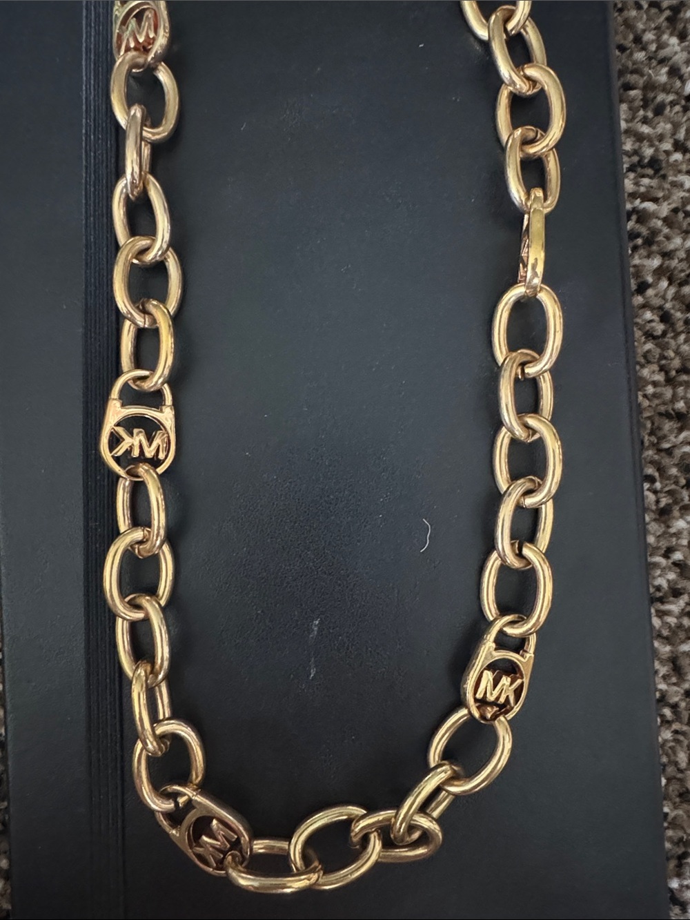 Michael Kors Gold Link Necklace with MK Charms